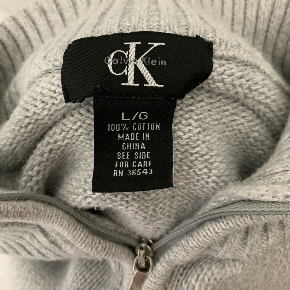 Calvin Klein Gray Mens L Sweater 1/4 Zip Pullover - Picture 5 of 5